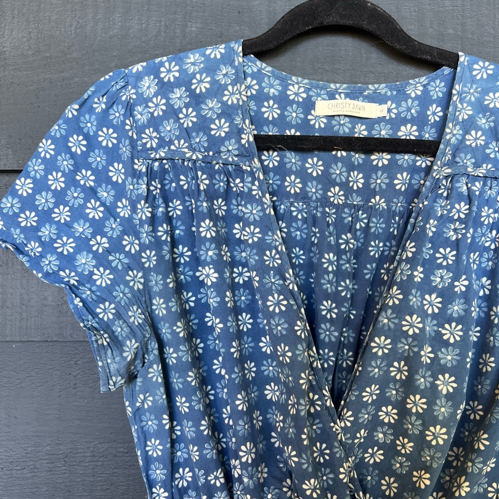 Christy Dawn Blue Floral Cotton Wrap Dress